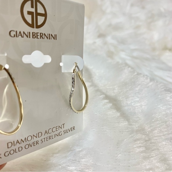 Giani Bernini Diamond Round Hoop Earrings in 18k Gold-Plated Sterling Silver - Picture 5 of 6